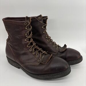 Double H 9814 Men's 8" Lacer Work Boots Size 12 EE Brown Leather Steel Toe USA